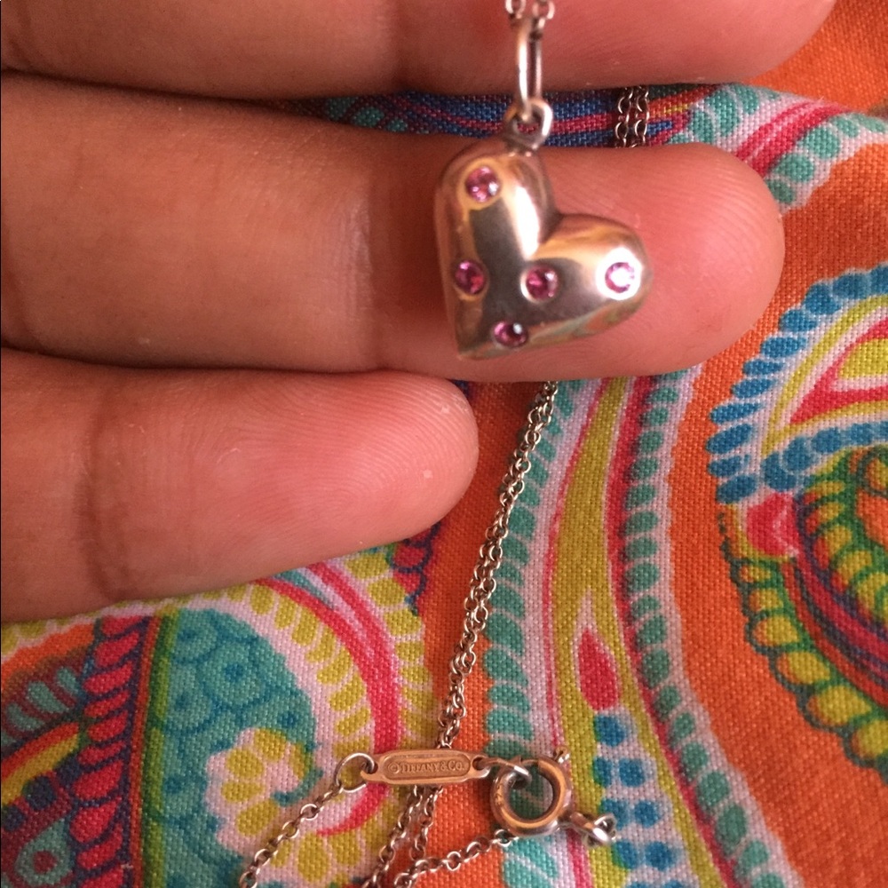 Tiffany&Co SilverPinkSapphireEtoileHeart Necklace